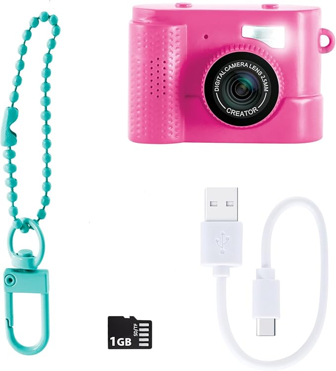 Photo Creator Mini’Cam Compact Digital Camera - Pink; Customize with 6 Frames and 8 Built-in Color Filters; Compact; 1GB Micro-SD Card Included