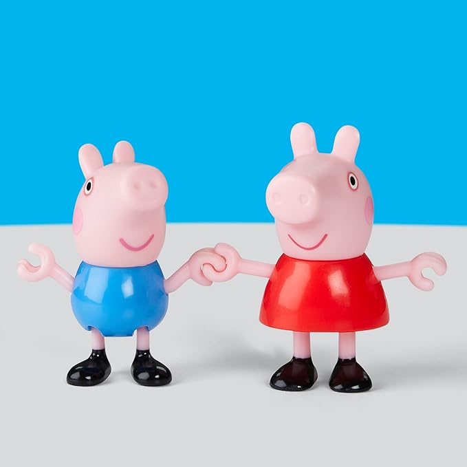 PEPPA PIG Peppa's Family of Five with Baby Evie, Poseable Figures Hold Hands, Preschool Toys for Girls and Boys 3 and Up