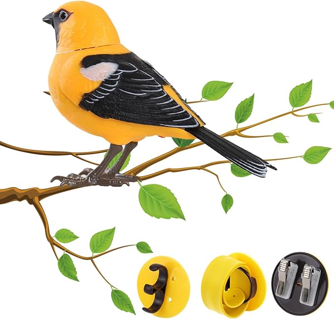 Electric Singing and Chirping Bird Toy, Simulation Interactive Bird Toy for Kids, Cute Realistic Chirping and Moving Artificial Sparrow, Battery Operated, Garden Home Ornament Decoration