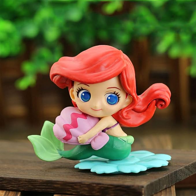 Little Mermaid Cake Topper with Seashells for Ariel Cake Decoration - Mermaid Figurines for Under the Sea Theme Princess Kids Birthday Party Supplies
