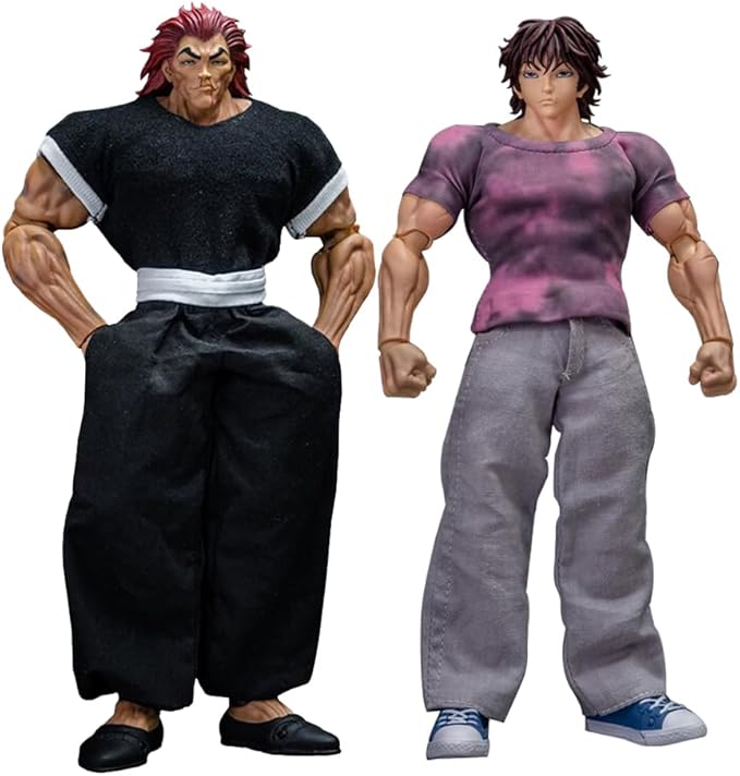 2pcs Hanma Yujiro Figure Anime Hanma Action Figure Ultra-Movable Model Statue Interchangeable Accessories Anime Figurine Collectibles