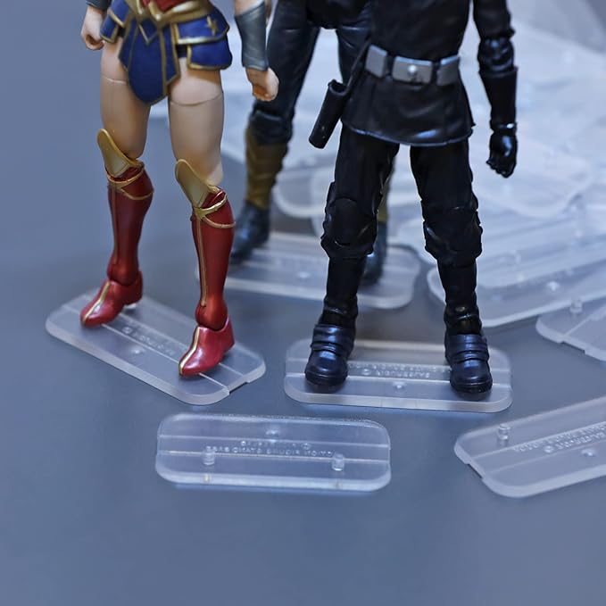 28PCS Action Figure Stand 6" Display Bases with Peg Clear Holder Accessories Compatible with Mavel Legends Series/GiJeo Classified Series/D C/Mo tu Models 1/12 Figures Square