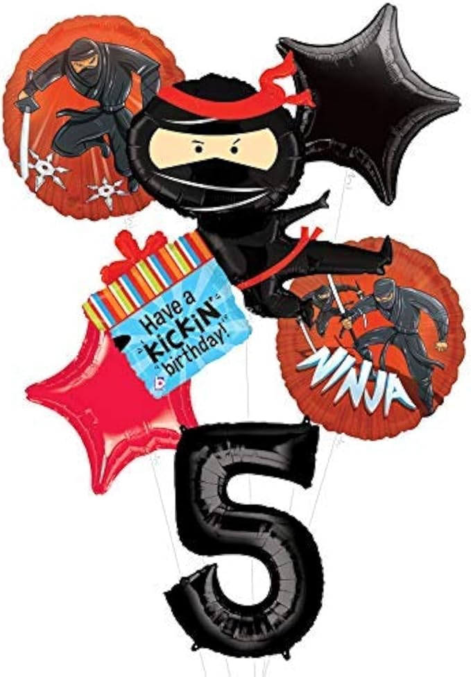 Ninja Birthday Party Supplies Have A Happy Kickin 5th Birthday Balloon Bouquet Decorations
