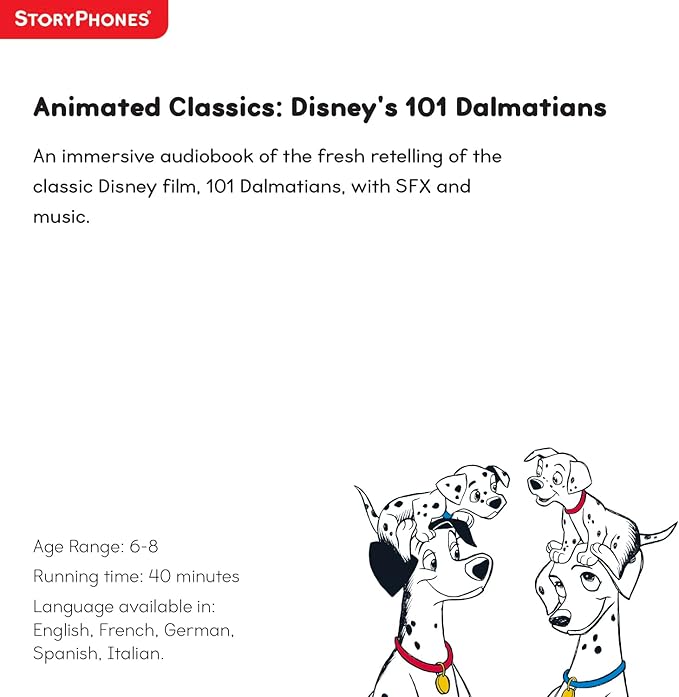 StoryShield, Disney Animated Classics: 101 Dalmatians, Screen-Free Audio Storytelling Disk Featuring Sound and Music Effects