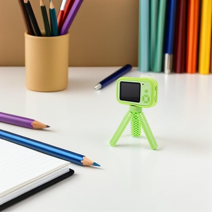 Toyvian Camera Dual Lens Digital Photo and Video Camera for Boys with 2.4-inch IPS Screen Portable Starter for Travel and Birthday