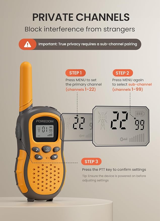 FOREDOM Rechargeable Walkie Talkies for Kids Walkie Talkies Long Range for Boy & Girl Age 3 to 12 Year Old Birthday Toys with Flashlight, 2 Pack