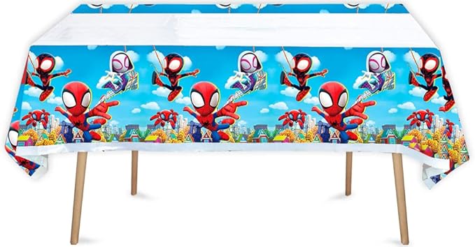 2pcs Spiderman Tablecloth Table Cover, for Spiderman Theme Birthday Party Supplies Decorations (70" x 42")2pcs (1)