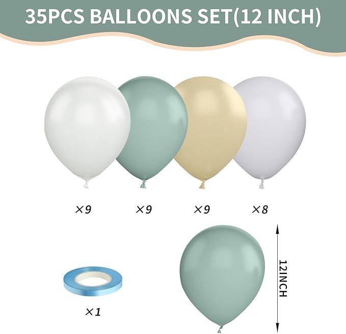 Dusty Blue Neutral Balloons, 12 Inchs Baby Blue White Apricot Grey Neutral Balloons for Birthday, Bridal Shower Baby Shower Wedding Party Decoration