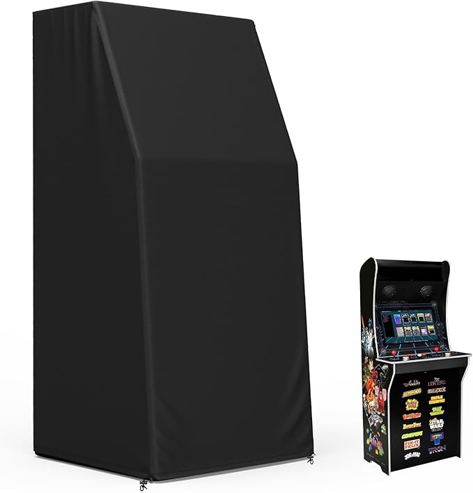 STARTWO Arcade Machine Cover, Heavy Duty and Dustproof Electronic Game Machine Covers for arcade 1up, Quality Waterproof Protection for Pacman, Size 31"L x 22"W x 66"H, Black