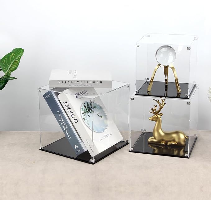 Self-Assembly Acrylic Clear Display Case, Sturdy Acrylic Display Box Cube Collectibles Show Box, Removable Countertop Box for Collectibles Doll Helmet Basketball Home Organization, 10x10x10Inch