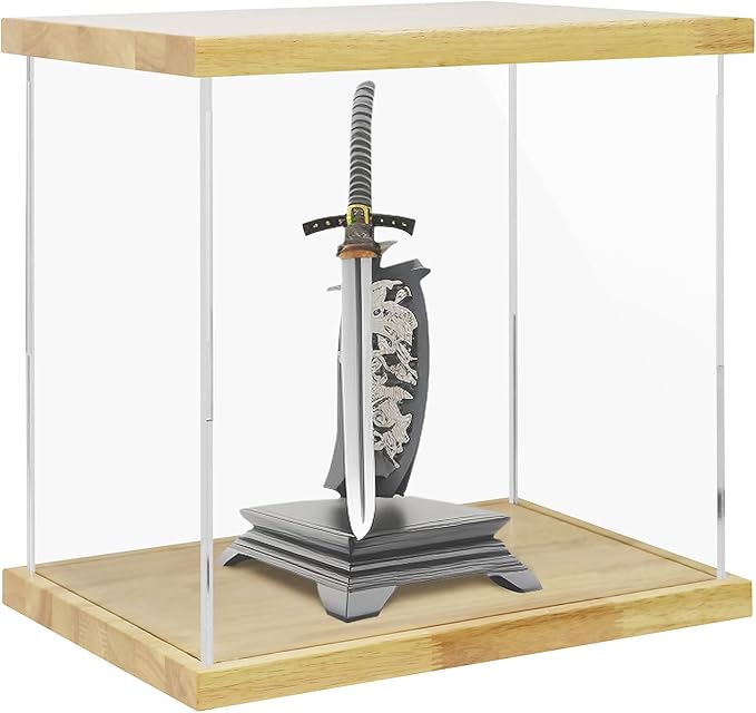 BenchPro Clear Acrylic Display Case for Trophy, Collectibles, Assemble Cube Display Box Stand Dust Proof Protection Showcase for Action Figures Toys. (1" Thick Wood, 16" H x 17" L x 12" D)