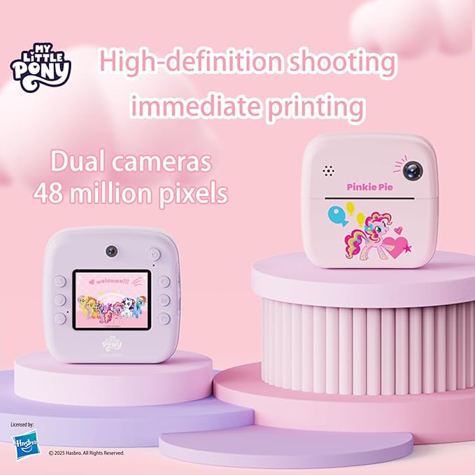 My Little Pony Rainbow Series Children Print Camera, Toddler Camera Toy, Kids Camera Instant Print, MLP Gifts for Childern Age 6-12,Twilight Sparkle