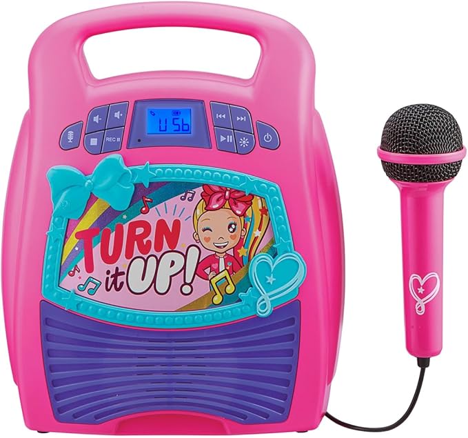 ekids JoJo Siwa Bluetooth Karaoke Machine, Portable Bluetooth Party Speaker with Microphone for Kids, Speaker with USB Port to Play Music