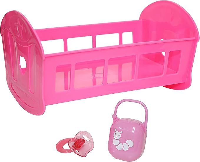 JC Toys Deluxe Doll Accessory Bundle | High Chair, Crib, Bath and Extra Accessories for Dolls up to 11" | Fits 11" La Baby & Other Similar Sized Dolls, Pink (81453)