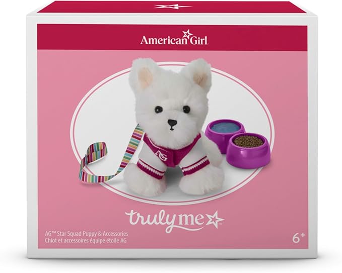 American Girl, Truly Me 18-inch Doll Accessories, AG Star Squad Puppy & Accessories, Coconut Chip, for Ages 6+