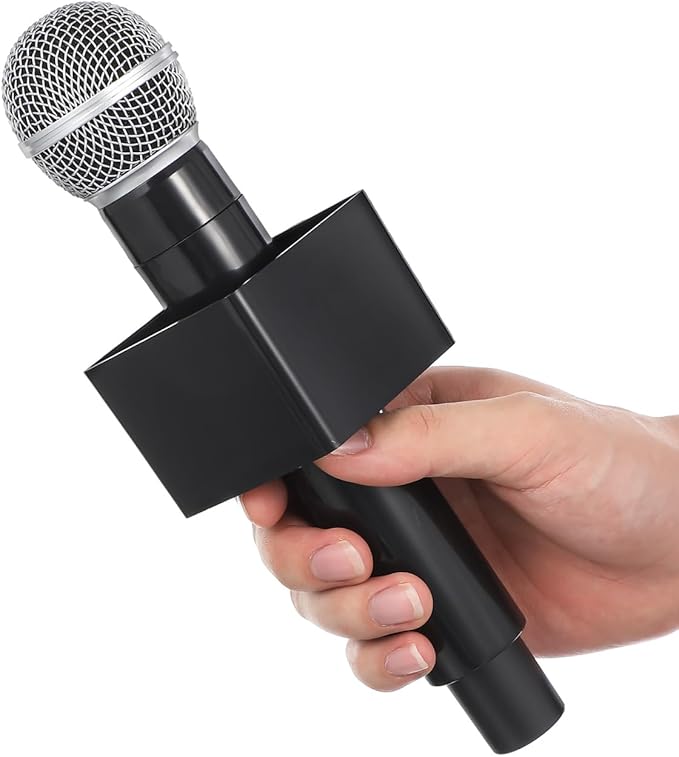 ibasenice Simulation Microphone Toy with Square Mic Flag Prop for Kids Stage Play Cosplay Parties and Speech Practice 9.65 Inch Portable Plastic Fake Microphone