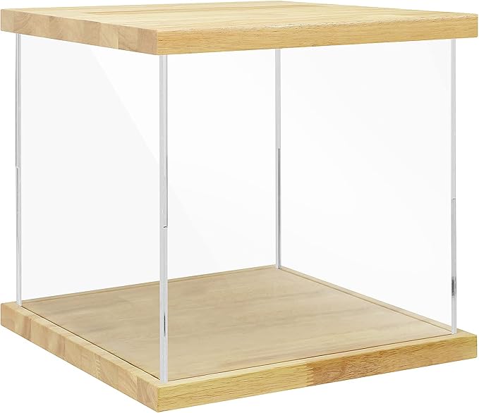 BenchPro Clear Acrylic Display Case for Trophy, Collectibles, Assemble Cube Display Box Stand Dust Proof Protection Showcase for Action Figures Toys. (1" Thick Wood, 15" H x 15" L x 15" D)