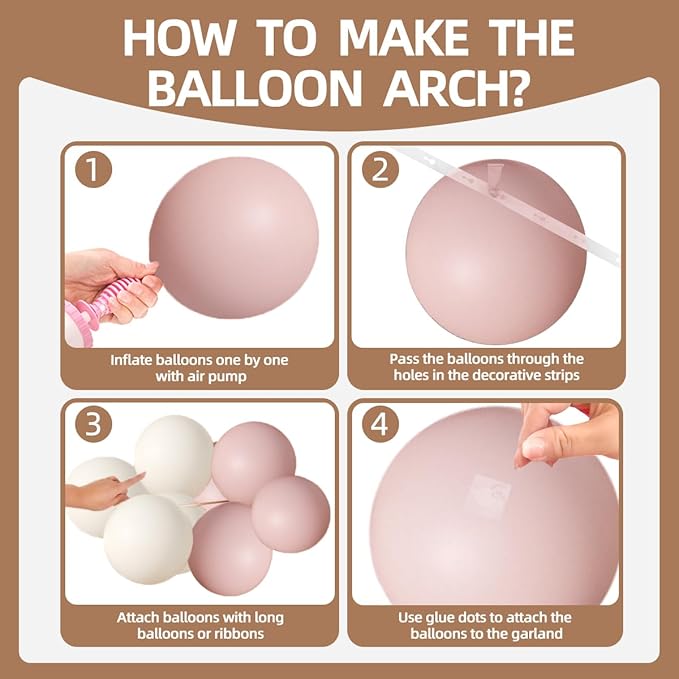 Pink White Gold Balloons Arch Kit, 155Pcs Dusty Pink Matte White Metallic Gold Balloon Garland for Birthday Bridal Baby Shower Wedding Confession Proposal Party Decorations