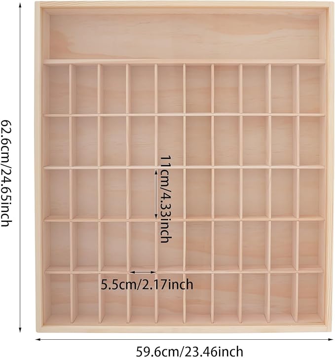 23x24 Wall Mount Wooden Display Shelves Rack for Action Figures - 50 Small Compartments, Acrylic Door, Pine Wood Shelf for Collectibles, Toys, Mini POPs - Dust-Proof Wall Storage & Home Decor