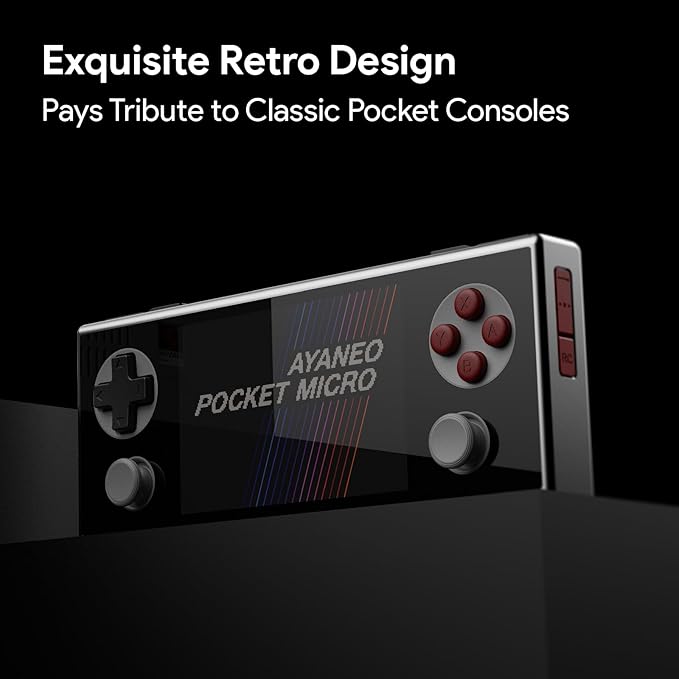 AYANEO Pocket MICRO Android Handheld - 3.5" IPS Retro Gaming Console with Helio G99, 8GB+256GB, 2600mAh Battery, CNC Aluminum Frame, Hall Joystick, Android 13 for 4X GBA Games | AYASpace | Magic Black