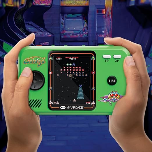 My Arcade Galaga Pocket Player Bundle: Officially Licensed, Portable Gaming Console, Travel Case, Screen Protector Included