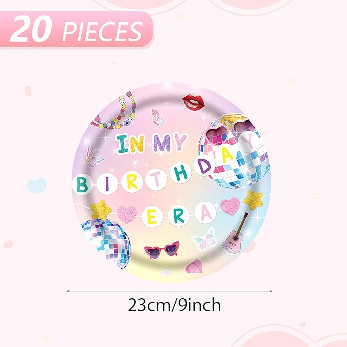 In My Birthday Era Paper Plates 9 Inch Disposable Plates | Singer Music Themed Party Supplies for Girls Women Birthday Party Decoration, Friendship Bracelet Party Supplies