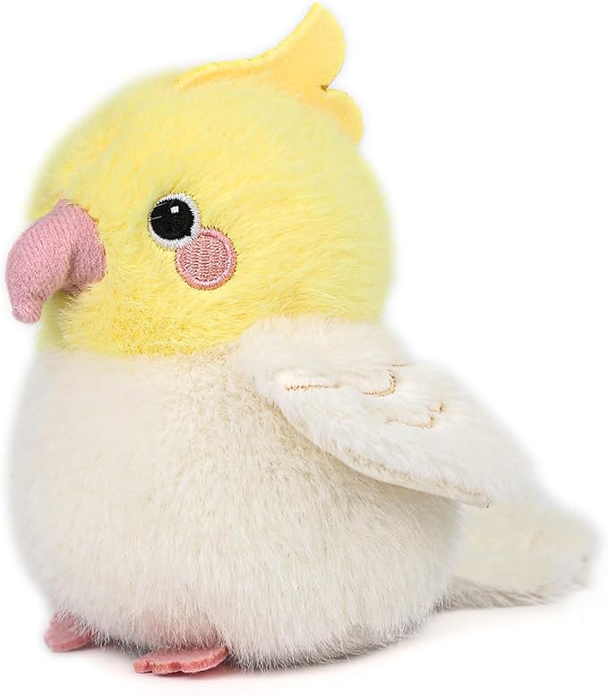 4.7 inches Cockatiel Plush Realistic Yellow Bird Stuffed Animal Cute Plush Toy Bird Bag Pendant Christmas Birthday Valentine's Day Gift for Friends Kids