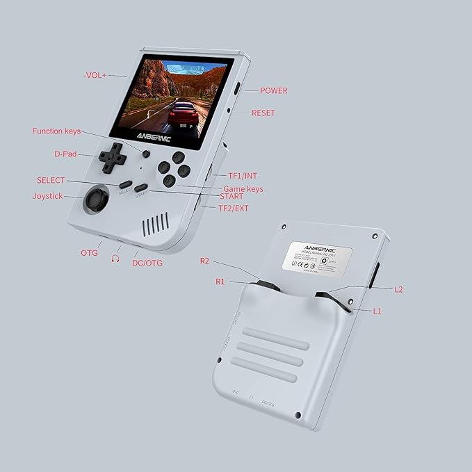 RG351V Handheld Game Console 3.5 Inch Portable Double TF 64GB Storage Handheld Retro Video Game Built in WIFI Game Console U.S. Seller!!! (Anbernic RG351V Gray)