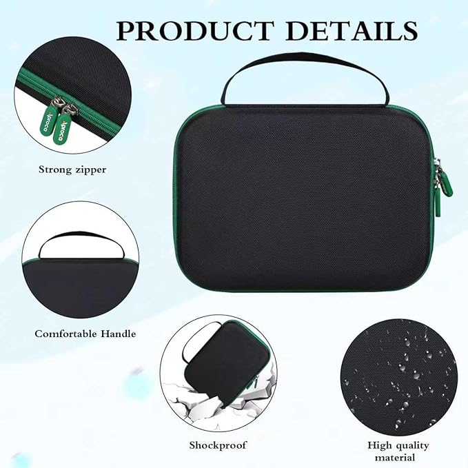 Aproca Case Compatible with Leapfrog LeapPad Academy Kids’ Learning Tablet/Epic Academy Edition/LeapPad Ultimate, Portable Storage Bag for Accessories -Black with Green Zipper