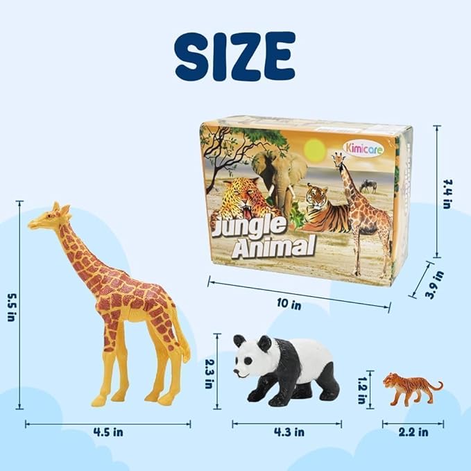24Pcs Safari & Zoo Animals Figures, Realistic Plastic Animal Toys Set for Kids 1 2 3, Educational Jungle Animals Figures Playset, Party Supplies Birthday Gifts for Toddlers Boys Girls