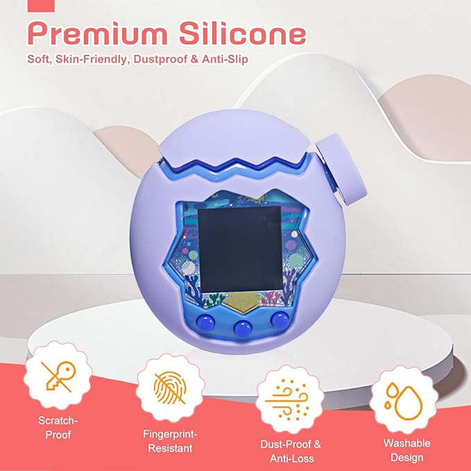 for Tamagotchi Paradise Case– Silicone Hard Shell Cover for Tamagotchi Paradise Electronic Pet,Waterproof Sweatproof Washable Shockproof Anti-Drop 360°Full Protection(Purple)
