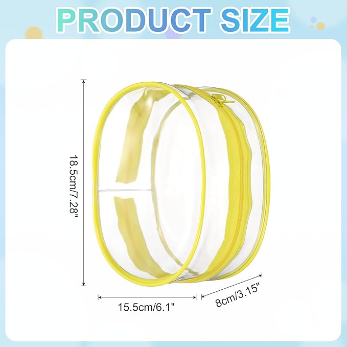 uxcell Figure Display Bag, 6.1 x 3.1 x 7.3 Inch PVC Oval Portable Dolls Pouch Carrying Case Storage Bag Keychain Charm for Showing Off Boxes Dolls, Yellow