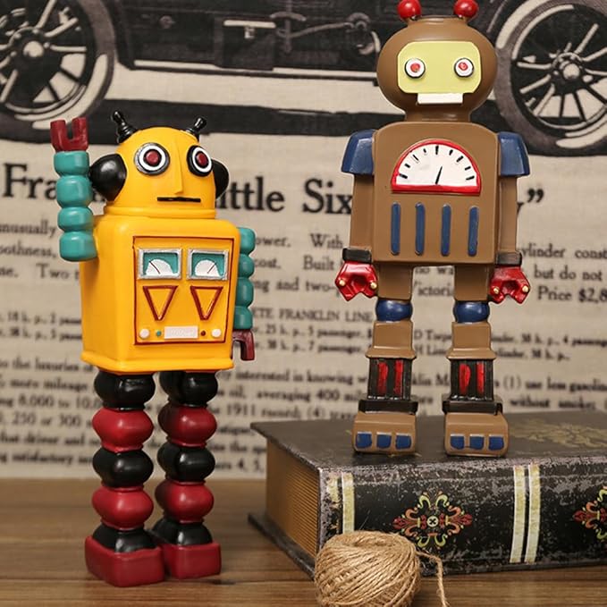 Toyvian Vintage Robot Model Ornaments Retro Robot Decorative Figure for Home D Cor Compact Resin Desk Decoration Unique Gift for Kids and Adults