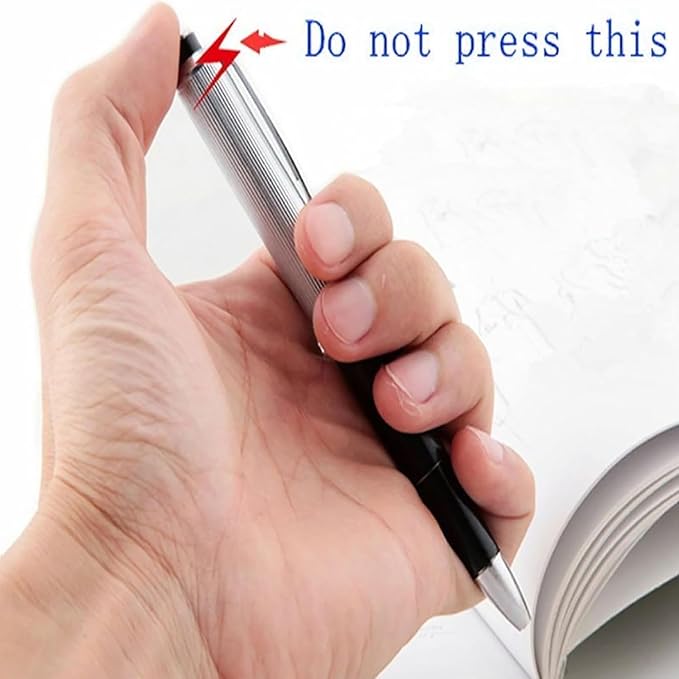 2Pcs Silver Shock Pen, Interesting Surprising Prank Items, Lightweight Shocking Practical Joke Shock Pen Toys Prank for Outdoor Novelty Gag Games