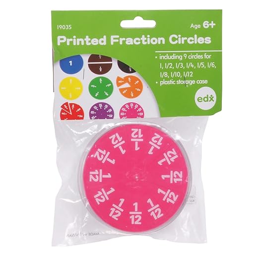 edxeducation LEARNING ADVANTAGE-19035 Fraction Circles - Set of 51-9 Values and Colors - Teach Fraction Equivalents and Parts to Whole
