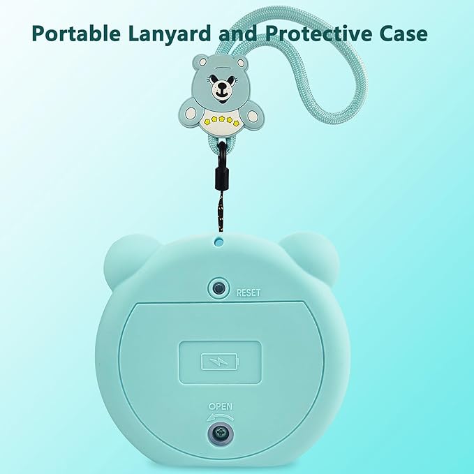 Silicone Cover Case for Punirunes Interactive Digital Toy Squishy Characters Pet, Screen Protector for Punirunes Virtual Electronic Pets Accessories(Silicone Case and Lanyard) (Teal)
