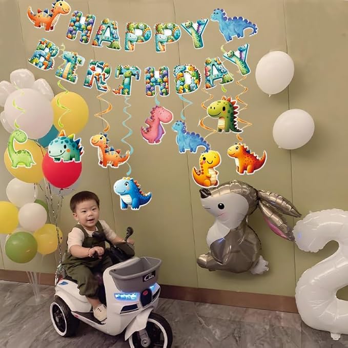 Cute Cartoon Dinosaur Happy Birthday Banner for Kids - Dinosaur Birthday Party Decorations,Dino Happy Birthday Banner Party Supplies - Boys and Girls