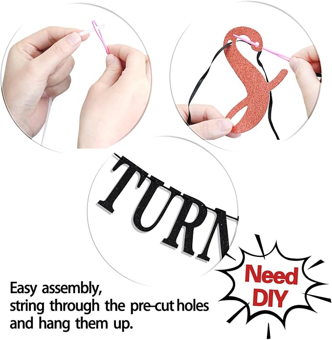 Black Glitter Look at You Turning 34 & Sh*t Banner, Happy 34th Birthday/Level 34 Unlocked/Cheers to 34 Years, Funny 34th Birthday Party Decorations Supplies