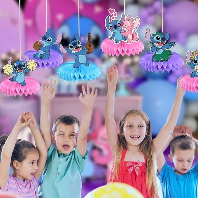 For Stitch birthday party supplies, 9Psc honeycomb center decorations, Stitch party decorations, double-sided desktop , center decorations for parties
