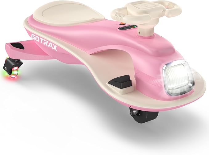 Gotrax WG1 Electric Wiggle Car for Kids, 12V Big Battery up to 120Min Playtime, Music Speaker &Rear Flash Wheels, Battery Display & Easy Assembly w/Pedal Throttle, Crazy Cart Gift for Ages 3+, 132Lbs