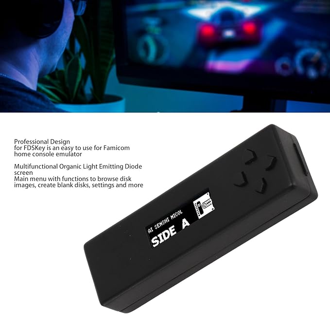 FDSkey Disk System Drive Emulator, OLED Screen, 300+ Games, Plug and Play for Console, with Firmware Upgrades and Save Progress (Black)