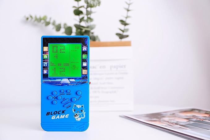 New Large Screen Brick Game Console Green Backlight Built-in 23 Multi-Mode Block Games Classic Nostalgia Puzzle Speed and Difficulty can be Adjusted Suitable as a Gift for Kids (Blue)