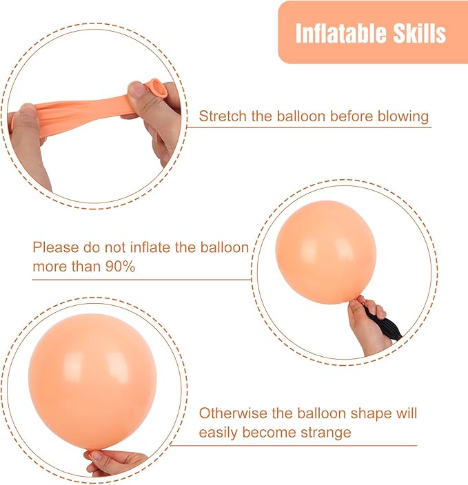 RUBFAC Peach Balloons 129pcs Different Sizes Pack of 18 12 10 5 Inch, Latex Light Orange Blush Pink Balloon Garland Arch Kit for Wedding Bridal Shower Engagements Anniversary Baby Shower Birthday