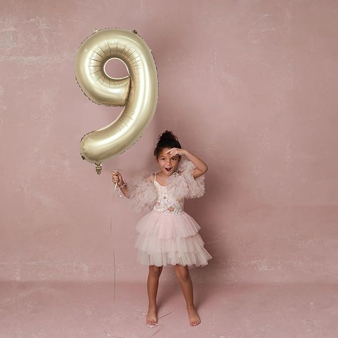 Light Gold Purple Number 9 Balloon, 40 Inch Metallic Gold Foil Number Balloons Set 0-9 for Boys Men, Globos de Numero 9 Helium Balloon for 9th Age Girls Birthday Anniversary Party Decorations Supplies