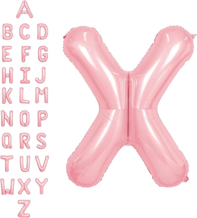 SUWEN 40 Inch Pink Large X Letter Balloons Big Foil Helium Letter Balloons A-Z Jumbo Mylar Happy Birthday Party Decorations for Girl Anniversary Party Supplies