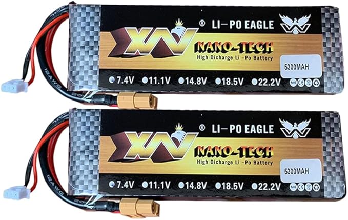 Remote App Controlled Watercraft Replacements Battery Propeller Servo Parts for 2.4G S3.0 Pro Remote Control Car Remote Control Boat Electric RC Vehicle Boat (7.4V 5300mah 2S 2Packs)