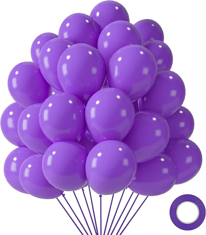 LovesTown 110PCS Purple Balloons, Dark Purple Latex Balloon for Birthday Baby Shower Graduation Engagement Anniversary Wedding Party Supplies Garland Arch Decoration,12 Inches