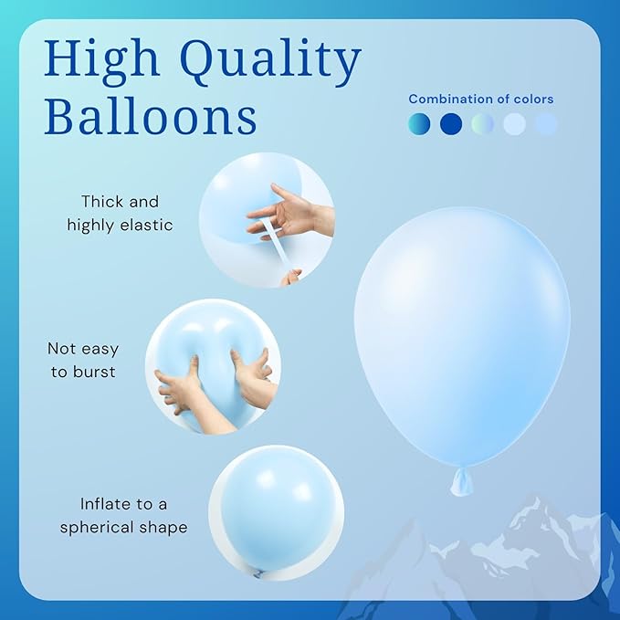 Blue Balloons Metallic Blue Balloon, 60pcs 12 Inch Chrome Baby Pearl Blue Balloons Navy Latex Balloon for Baby Shower Graduation Birthday Party Decorations