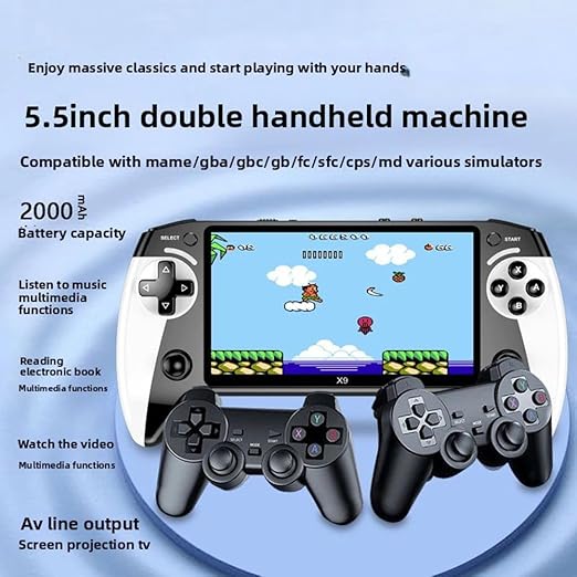 X9 Retro Handheld Game Console-Handheld Game Console with HD 5.5-inch IPS Screen Classic Video Games Supports TV Connection,10+ Emulators & 5-Hour Battery Life