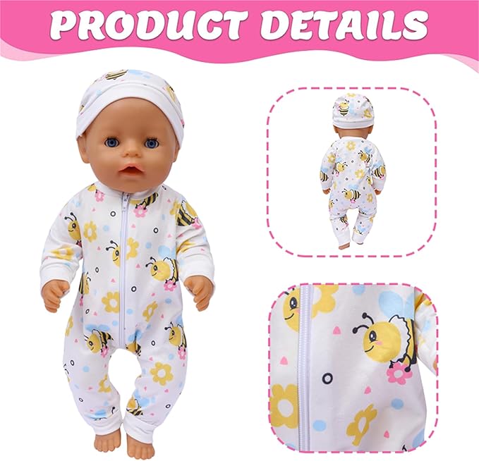 14-18 Inch Baby Doll Clothes 5 Sets Accessories Dress with Hats Socks for New Born 43cm Toy Baby Doll 14-16 Inch/15 Inch/18 Inch/Girl&Boy